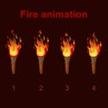 Torch fire animation sprites, flame video frames Royalty Free Stock Photo