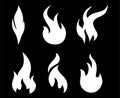 Torch Fire White Collection icons flame vector Royalty Free Stock Photo