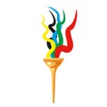 Torch with five colors flame, cup, symbol sport games. Icon vector