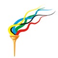 Torch with five colors flame, cup, symbol sport games. Icon vector