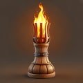 Torch with flame on dark background. Vector illustration. Eps 10 Royalty Free Stock Photo