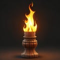 Torch with flame on dark background. Vector illustration. Eps 10 Royalty Free Stock Photo