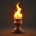 Torch with flame on dark background. Vector illustration. Eps 10 Royalty Free Stock Photo