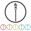 Torch flame ring icon. color set