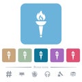 Torch flat icons on color rounded square backgrounds Royalty Free Stock Photo