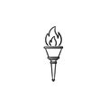 Torch hand drawn outline doodle icon. Royalty Free Stock Photo