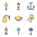 Torch icons set, cartoon style Royalty Free Stock Photo