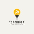 Torch idea minimalist logo design illustration template. modern simple business logo concept