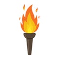 Torch isolated on white background. Fire. Symbol of Olympic games. Flaming figure. Royalty Free Stock Photo