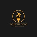 Torch minimalist logo design illustration template. simple premium sport,spa logo concept