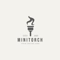 Torch minimalist logo design illustration template. victory champion flame flat logo