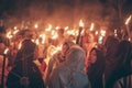 Central Java, Indonesia, June 12th 2018 : the torch parade is usually held to welcome the new year of Islam and Eid