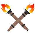 Torch, realistic torches with fire. Two torches.