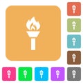 Torch rounded square flat icons Royalty Free Stock Photo