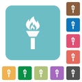 Torch rounded square flat icons Royalty Free Stock Photo