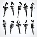 Torch set. Collection icons torch. Vector Royalty Free Stock Photo