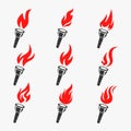 Torch Symbol Set Vector Illustration Royalty Free Stock Photo