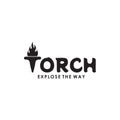 Torch text logo design incorporated with T letter as a torch icon with fire over it vector template