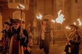 Bonfire society marchers wait for the Lewes parade, November 5th 2022 Royalty Free Stock Photo