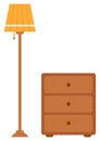 Torchiere Floor Lamp and Bedside Table Vector