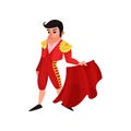 Toreador in traditional red costume. Vector illustration on white background. Royalty Free Stock Photo