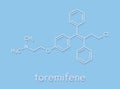 Toremifene oral selective estrogen receptor modulator SERM drug molecule. Skeletal formula. Royalty Free Stock Photo