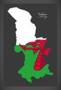 Torfaen Wales map with Welsh national flag