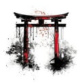 Tori gate, black and red cartoon Royalty Free Stock Photo