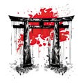 Tori gate, black and red cartoon Royalty Free Stock Photo