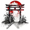 Tori gate, black and red cartoon Royalty Free Stock Photo