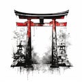 Tori gate, black and red cartoon Royalty Free Stock Photo