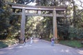 Tori gate entrance at Meiji Shrine, Shinjuku, Tokyo, Japan Royalty Free Stock Photo