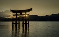 Torii -  floating gate of Miyajima (Itsukushima ) island at sunset time Royalty Free Stock Photo