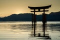 Torii -  floating gate of Miyajima (Itsukushima ) island at sunset time Royalty Free Stock Photo