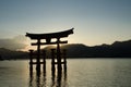 Torii -  floating gate of Miyajima (Itsukushima ) island at sunset time Royalty Free Stock Photo