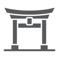 Torii gate glyph icon, japan and architecture, japan gate sign, vector graphics, a solid pattern on a white background. Royalty Free Stock Photo