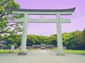 Torii gate at Gokoku Shrine in Fukuoka city Japan