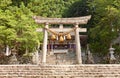 Torii gate of Hachiman Shrine in Ogimachi gassho style village