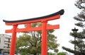Torii gate inside the Inari Taisha Shrine in Kyoto, Japan