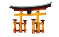 The torii gate of Itsukushima Shrine Miyajima, Japan isolated on white background