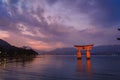 Torii Gate of Itsukushima Shrine on sunset time at Miyajima, Japan Royalty Free Stock Photo