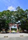 Torii gate of Kamigamo Shrine Kyoto Japan. Royalty Free Stock Photo