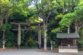 Torii gate leading to the Meiji Shrine complex, Meiji Jingu in Tokyo, Japan Royalty Free Stock Photo