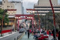 Torii Gate at Liberdade Avenue in Liberdade japanese neighborhood - Sao Paulo, Brazil Royalty Free Stock Photo