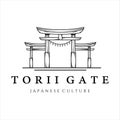 torii gate line art vintage minimalist vector logo illustration template design. japanese culture icon emblem label concept logo Royalty Free Stock Photo