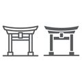 Torii gate line and glyph icon, japan and architecture, japan gate sign, vector graphics, a linear pattern on a white Royalty Free Stock Photo