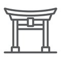 Torii gate line icon, japan and architecture, japan gate sign, vector graphics, a linear pattern on a white background. Royalty Free Stock Photo