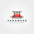 Torii gate logo japanese culture vector symbol minimal illustration design