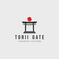 torii gate logo vintage vector illustration concept template icon design