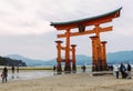 Torii gate at low tide in Japan